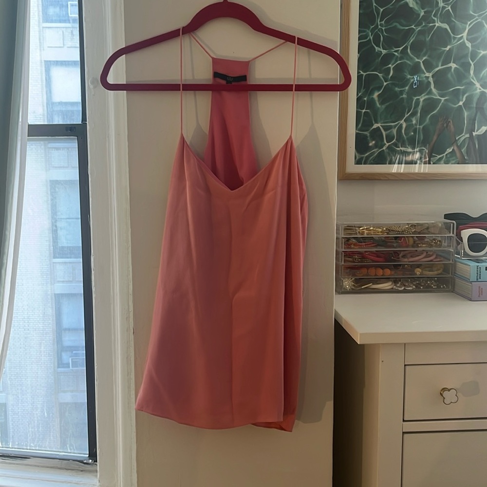 Tibi racerback pink tank top 100% silk